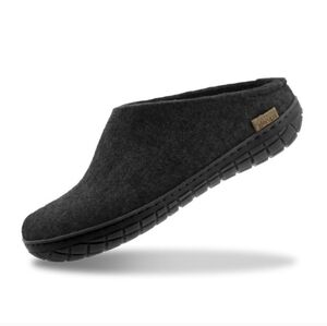 Men's Black Wool Slippers